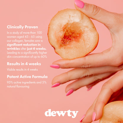 Dewty Collagen Drink - Peach Flavour Daily Collagen Supplements for Women - Individual Collagen Sachets