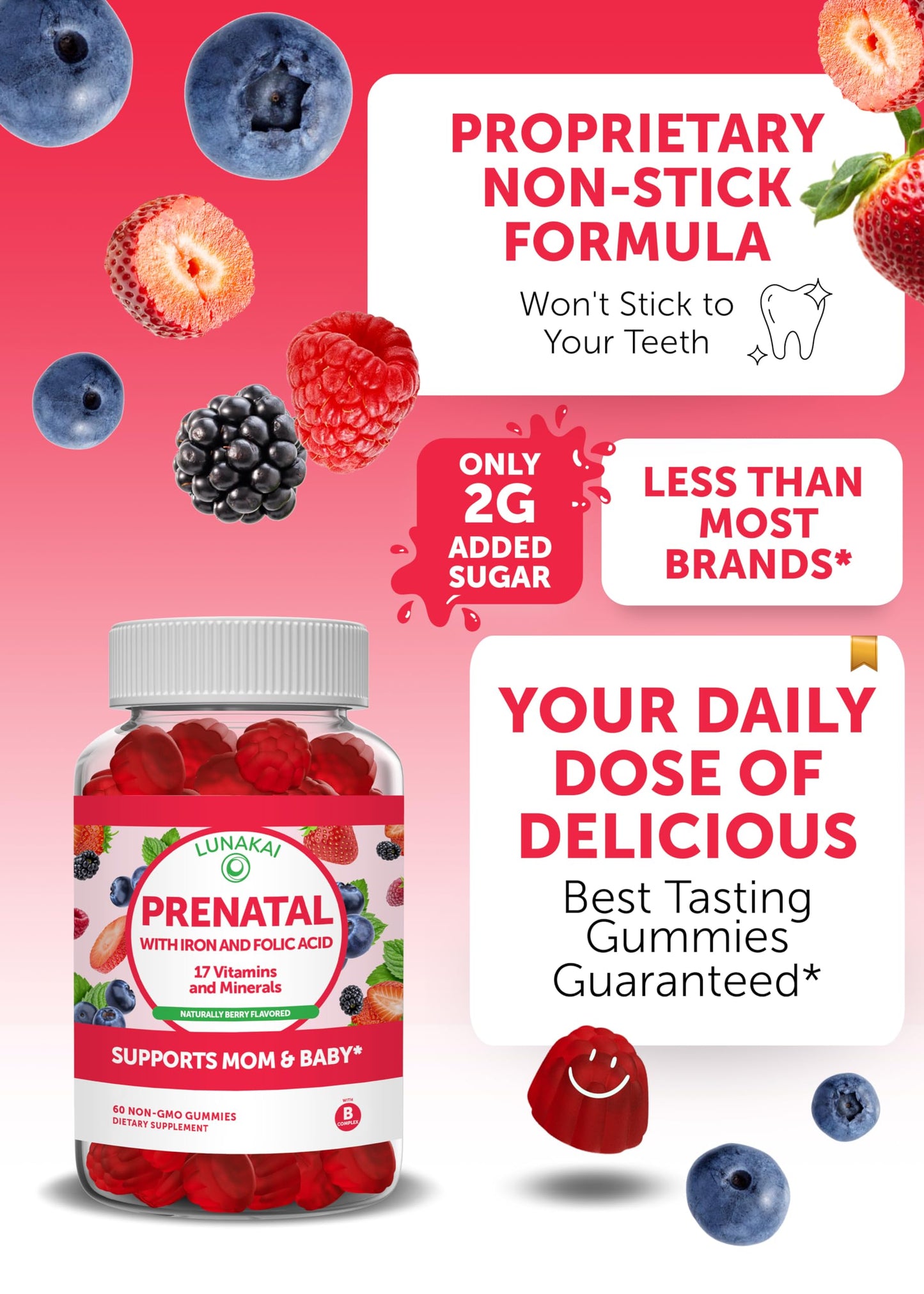 Biotin and Prenatal Bundle - Hair Skin and Nails Gummies with Vitamin C and E - Chewable Multivitamin