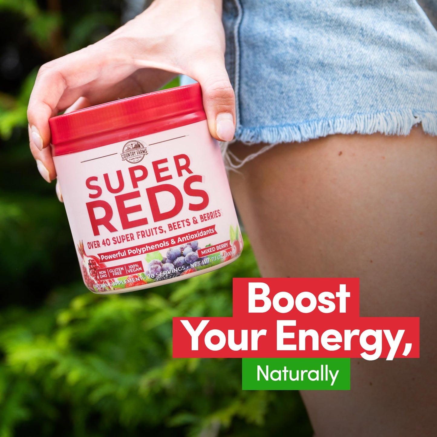 COUNTRY FARMS Super Reds, Energizing Polyphenol Superfood, Over 40 Super Fruits