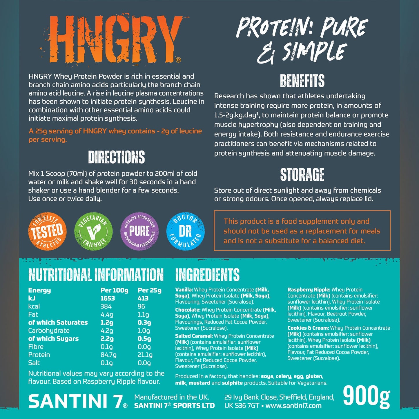 HNGRY Protein Whey Protein Powder Shake with 80% Protein Whey, 900g and 36 Servings