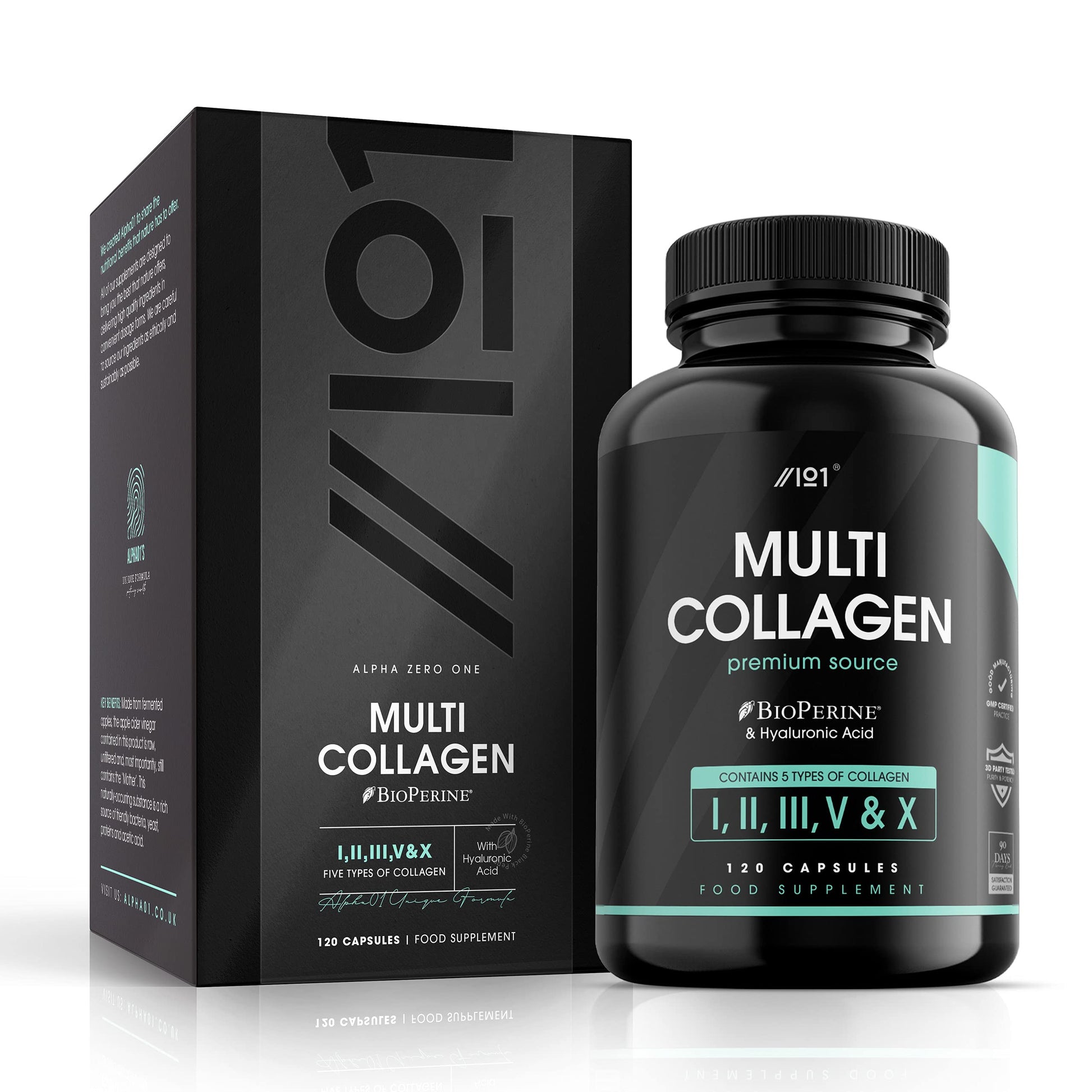 Multi Collagen Capsules - 120 Capsules - Types I, II, III, V & X - Wild Caught Fish, Grass Fed Bovine, Eggshell