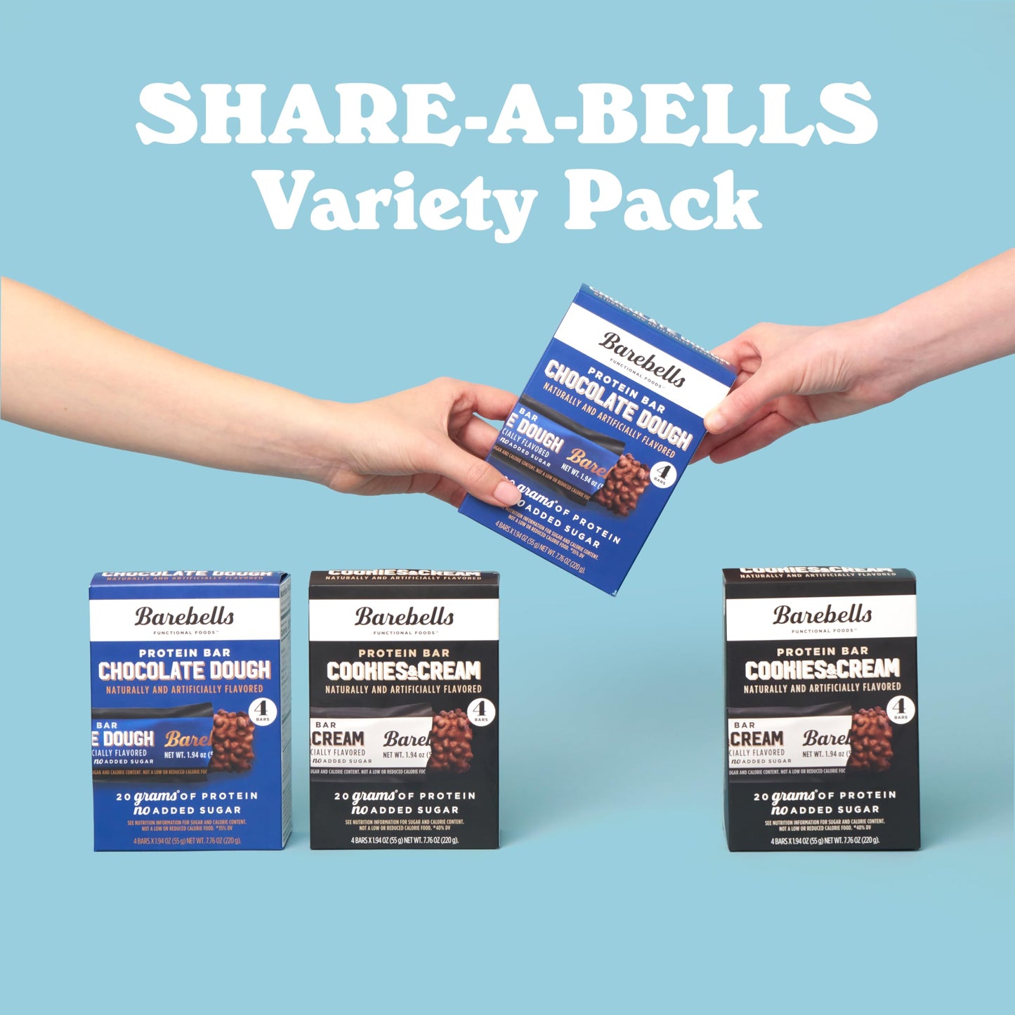 BAREBELLS Protein Bars Variety Value Pack - 16 Count, 1.9oz Bars - Protein Snacks