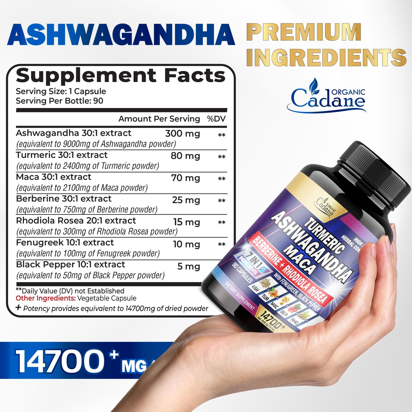 Ashwagandha Supplements 14700mg - Memory, Immune System & Strength Support