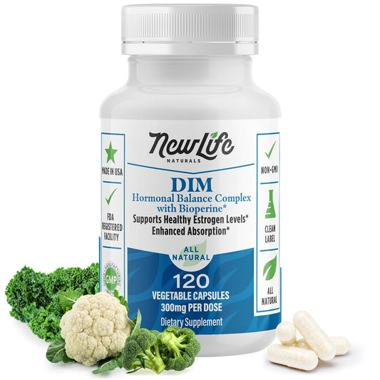 NewLife Naturals DIM Supplement 300mg for Women & Men - Hormonal Acne, Estrogen Balance Pills