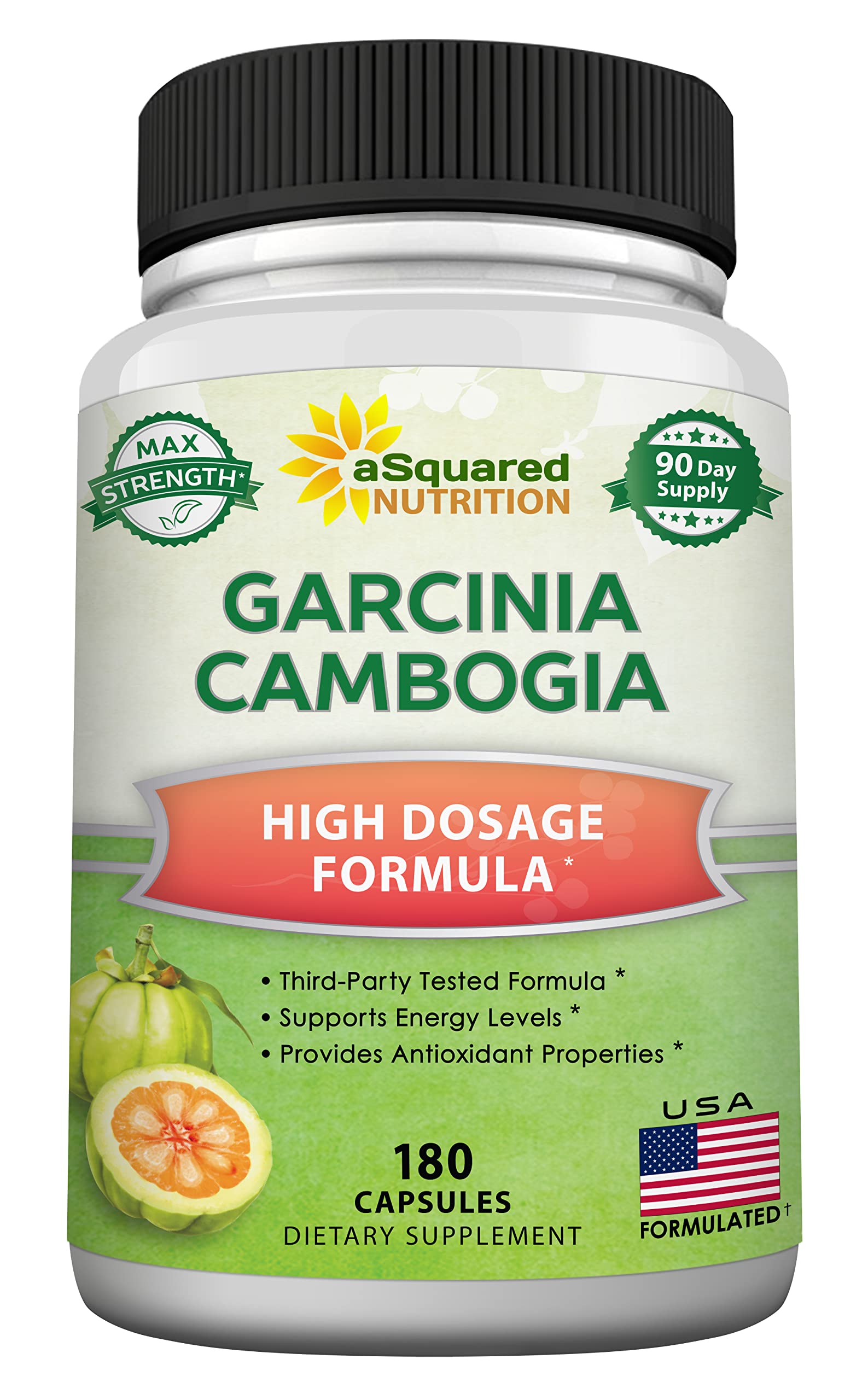 aSquared Nutrition Garcinia Cambogia 1600mg-180 Capsules-Natural Pure Extract Pills