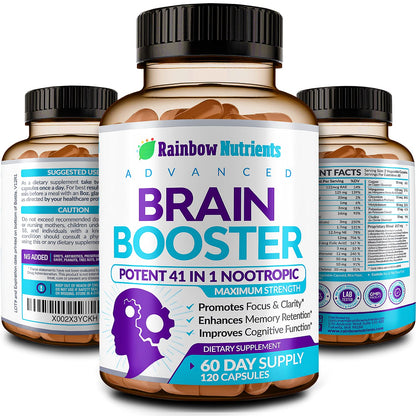 40-in-1 Brain Booster Supplements for Memory, Focus, Clarity, Energy, Performance