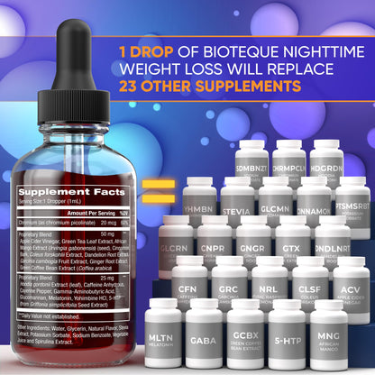 BIOTEQUELAB Night Time Weight Loss Diet Drops - Appetite Control, Fat