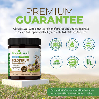 ForestLeaf Colostrum Powder 50% IgG Highest Concentration - Grass Fed Bovine