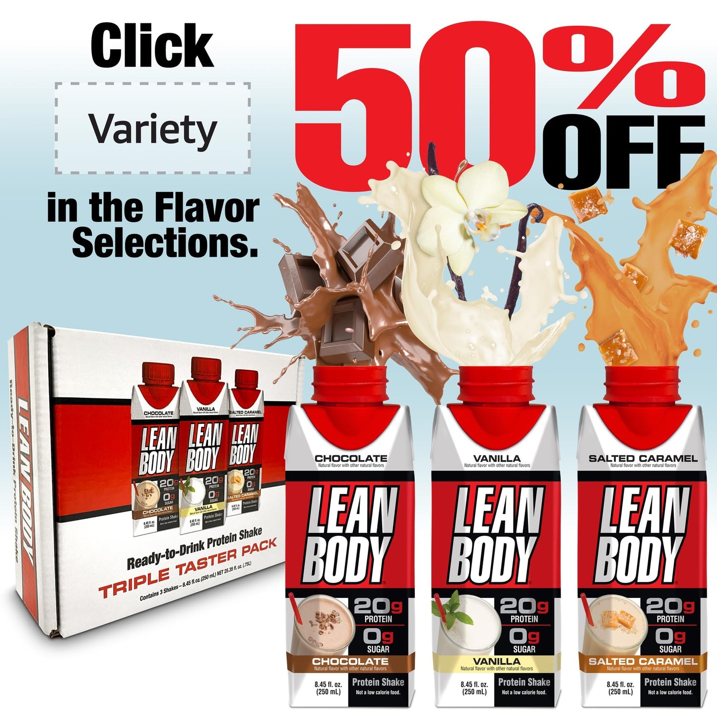 Lean Body Ready-to-Drink Vanilla Protein Shake, 40g Protein, Whey Blend, 0 Sugar, Gluten