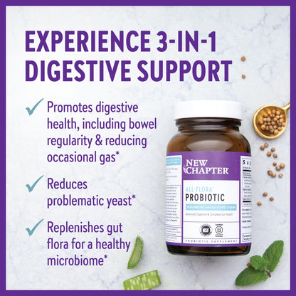 New Chapter Probiotic All-Flora - 30 ct (1 Month Supply) for Advanced Digestion