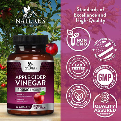 Apple Cider Vinegar Capsules for Detox and Cleanse, Digestion and Immune Support