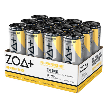 ZOA+ Pre-Workout Sugar-Free Energy Drink, Pineapple Passionfruit - Zero Sugar