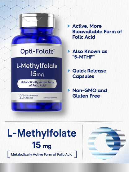 Carlyle L Methylfolate 15mg | 120 Capsules | Value Size | Max Potency | Optimized