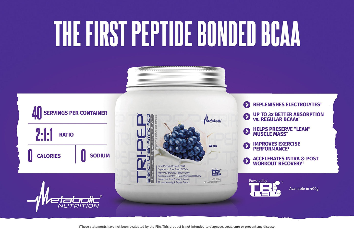 Metabolic Nutrition | TRIPEP - Tri-Peptide Branch Chain Amino Acid, BCAA Powder