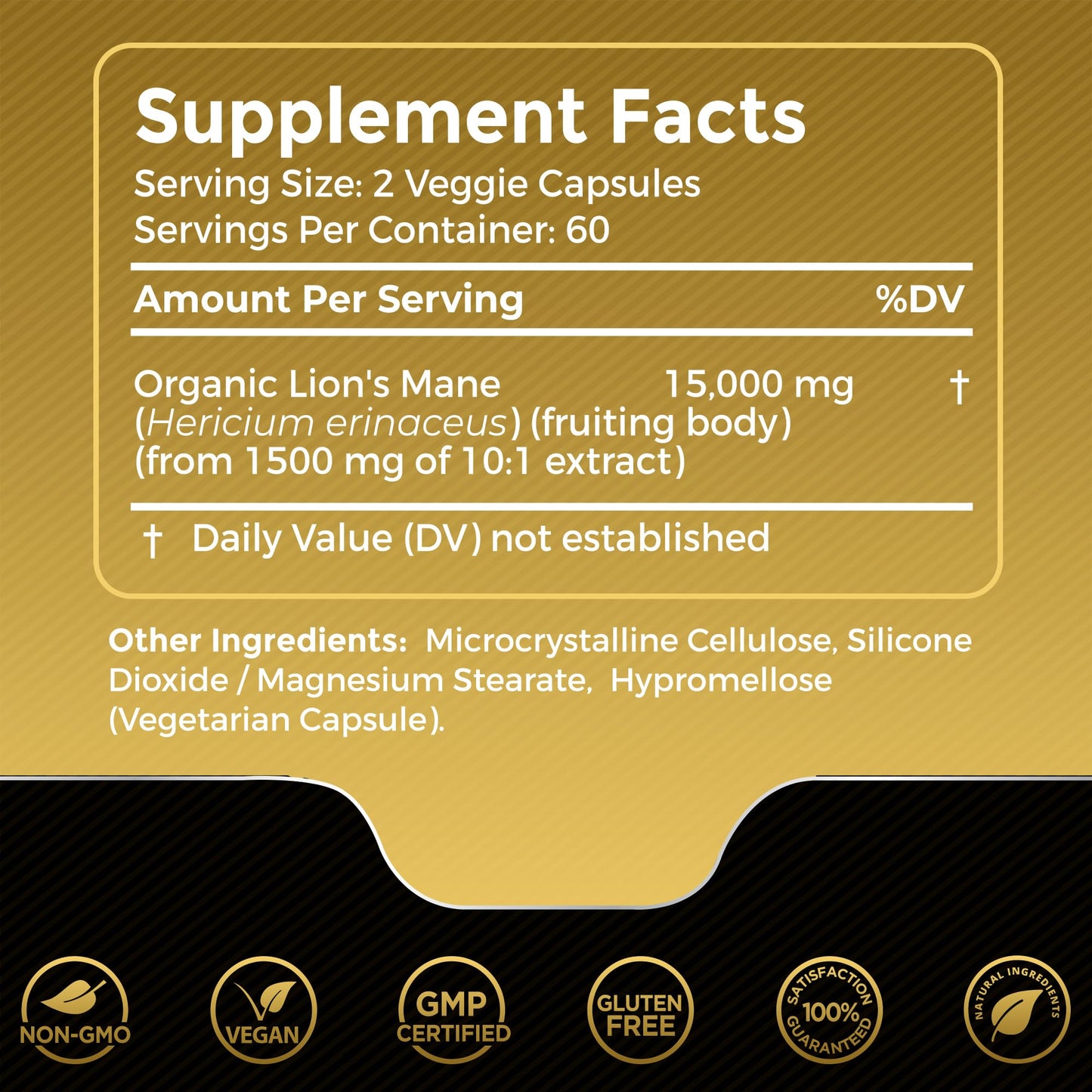 Lions Mane Supplement Capsules - 120 Count - Mushroom Supplement, Brain Supplements