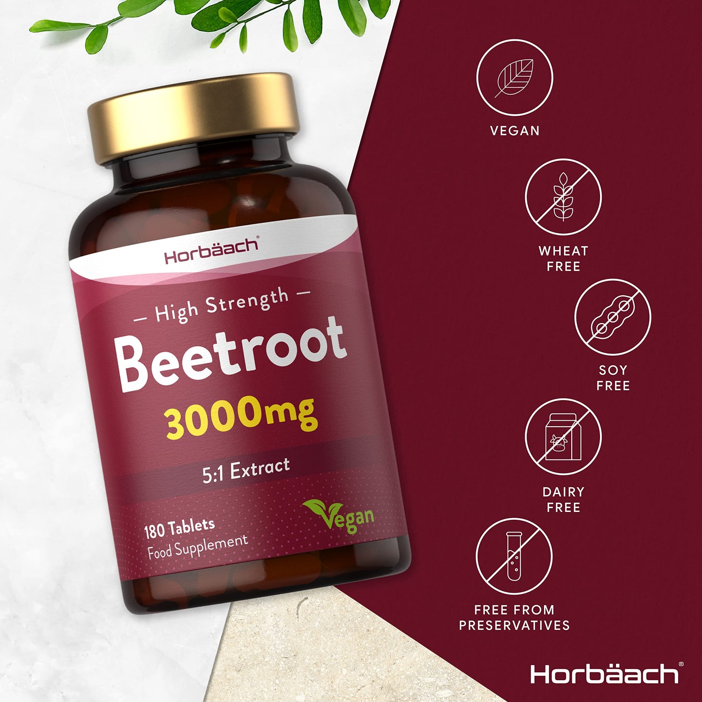 Beetroot Tablets 3000mg | 180 Count | High Strength 5:1 Extract Supplement | Nitric Oxide