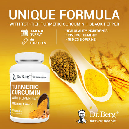 Dr. Berg (Only 2 Per Day) Turmeric Supplement with Black Pepper - 1350mg Turmeric