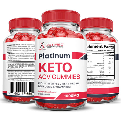 (2 Pack) Platinum Keto ACV Gummies Advanced Formula 1000MG Platinum Keto Gummies