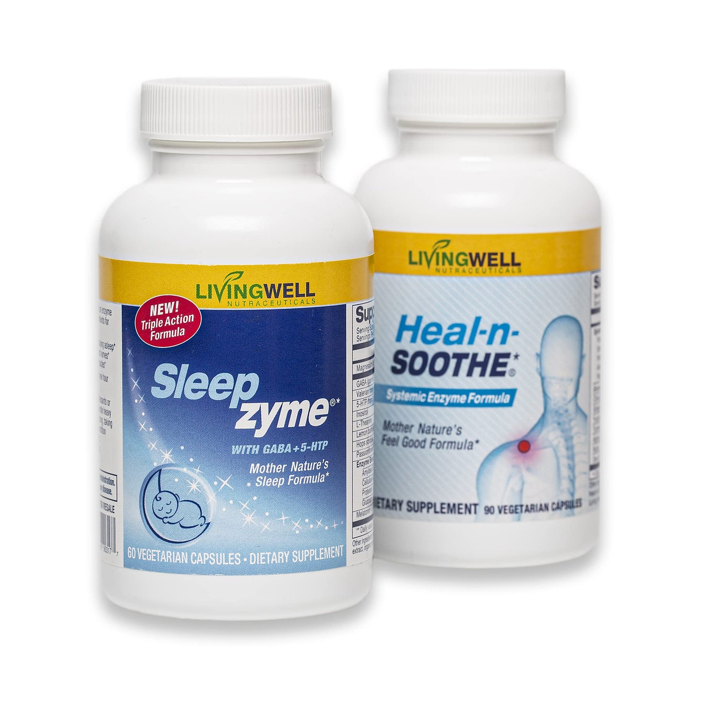 HEAL-N-SOOTHE & Sleepzyme Bundle - 60 Count - Natural Sleep Aid, Sleep Supplement 