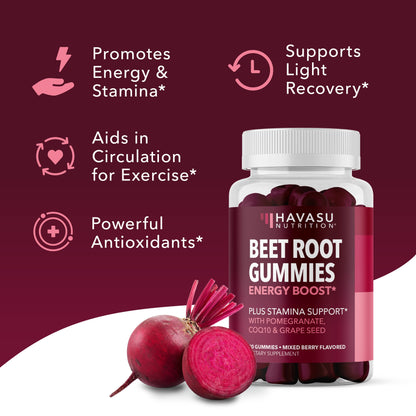 Beet Root Gummies with COQ10 Energy Supplement | Nitric Oxide Supplement for Healthy