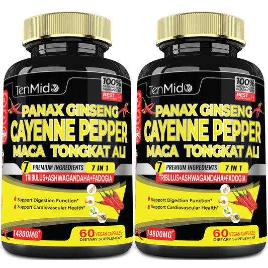2 Packs 60 Caps 14800mg - Cayenne Pepper Supplements Extract Capsules - Tongkat Ali