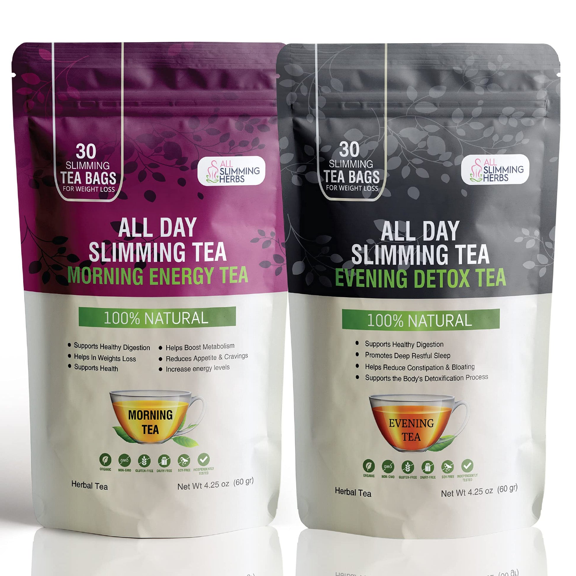 ALL SLIMMING HERBS All Day Slimming Tea For Weight Loss - All Natural 30 Days Detox 