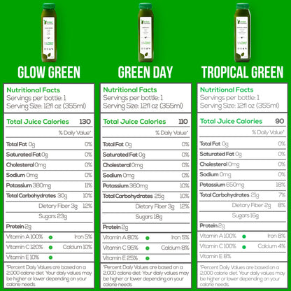 1 Day Green Juice Cleanse by Raw Fountain, All Natural Raw, Vegan Detox, Cold Pressed