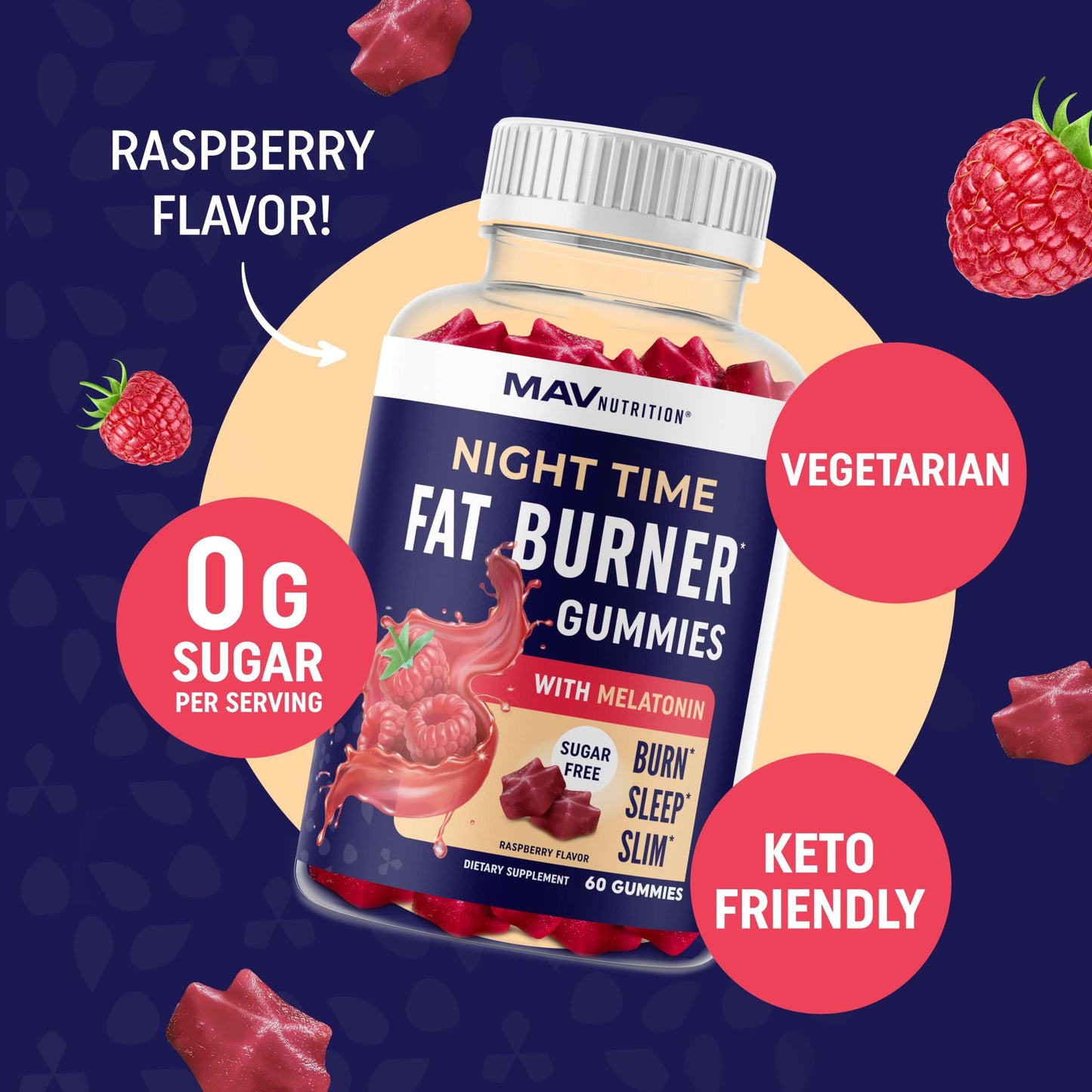 Sugar-Free Night Time Fat Burner Gummies for Sleep & Weight Loss Support | Hunger