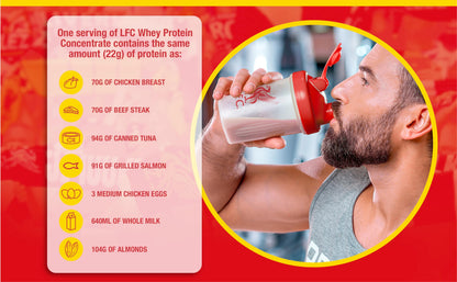 LFC Whey Protein Powder Strawberry Flavour 908g 15.5g Naturally-Occurring BCAAs 21g Protein