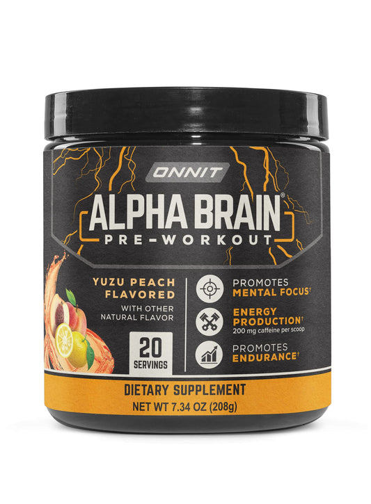 ONNIT Alpha Brain Pre-Workout - Yuzu Peach (20 Serving Tub)