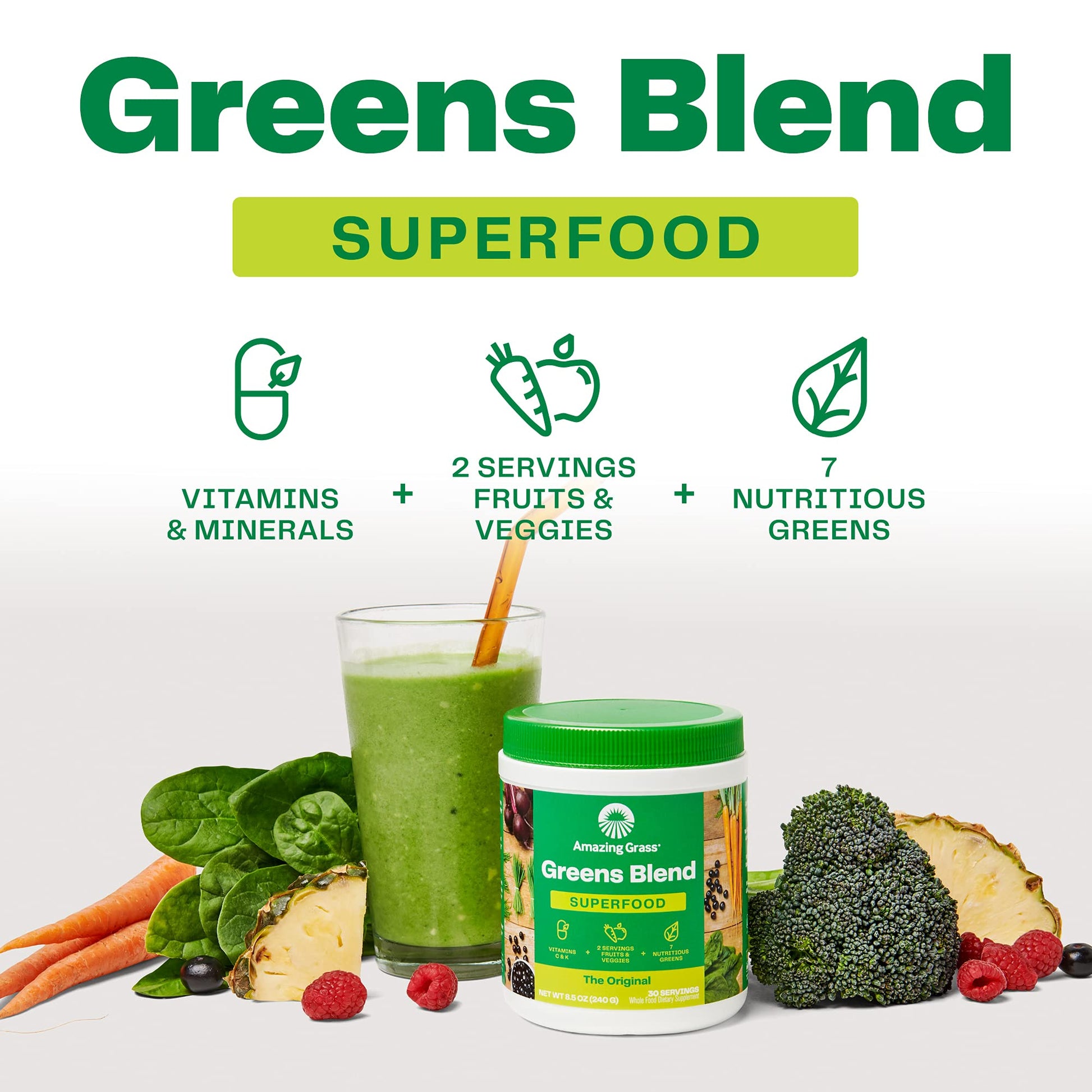 Amazing Grass Greens Blend Superfood: Super Greens Powder Smoothie