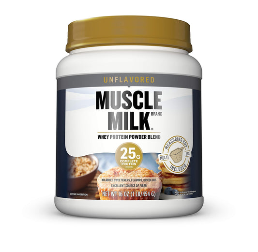 Muscle Milk 100% Whey Protein Powder - Unflavored - 1 Pound, 12 Servings - Contains 25g