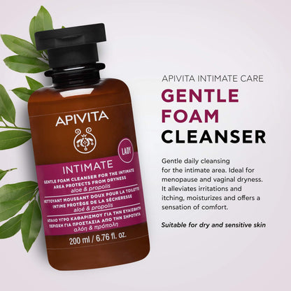 APIVITA Gentle Foam Cleanser for the Intimate Area, pH Balancing Feminine Wash