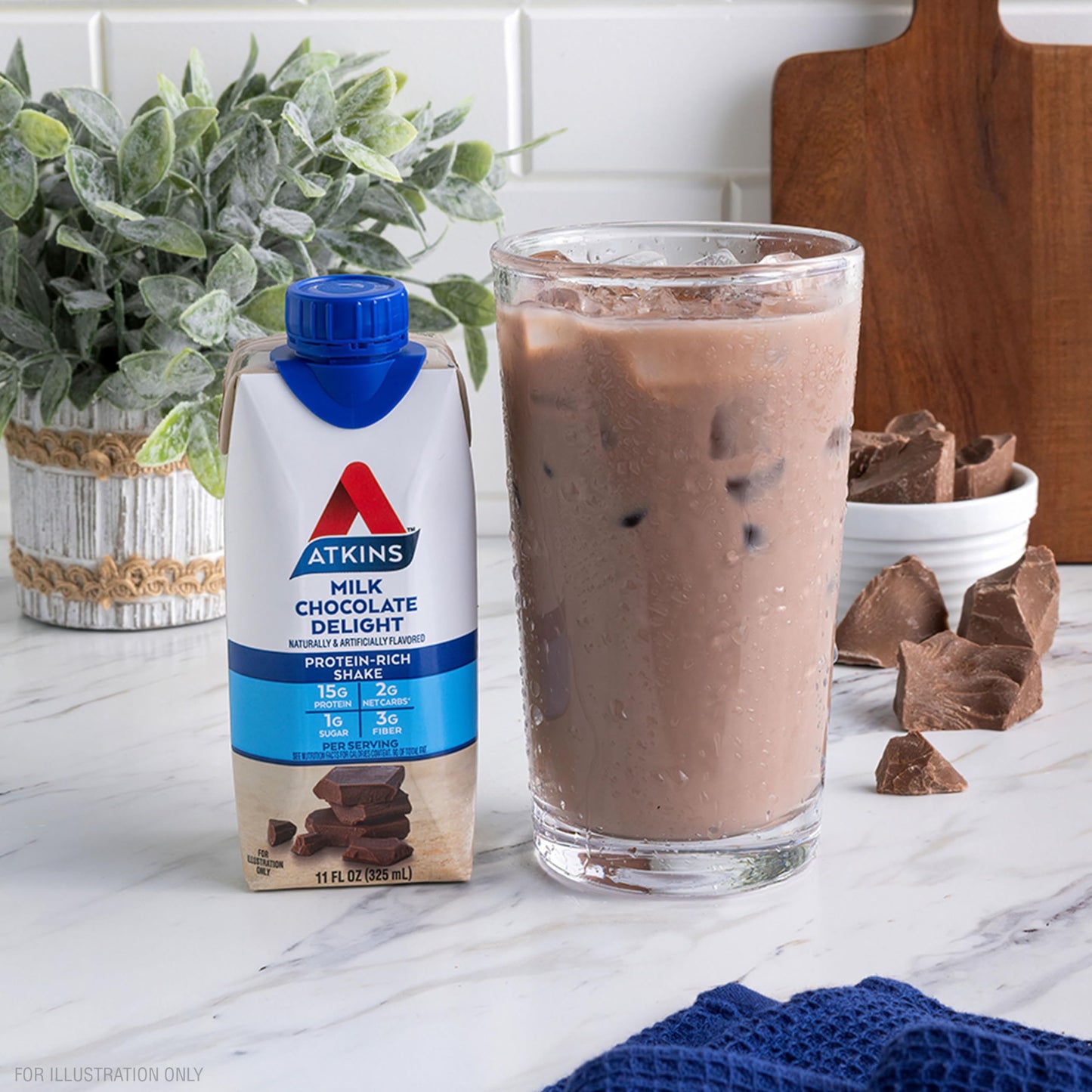 Atkins Milk Chocolate Delight Protein Shake, 15g Protein, Low Glycemic, 2g Net Carb