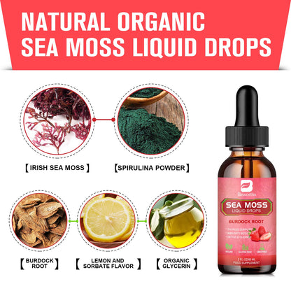 B BEWORTHS Sea Moss Liquid Drops - Organic Irish Sea Moss Gel with Burdock Root