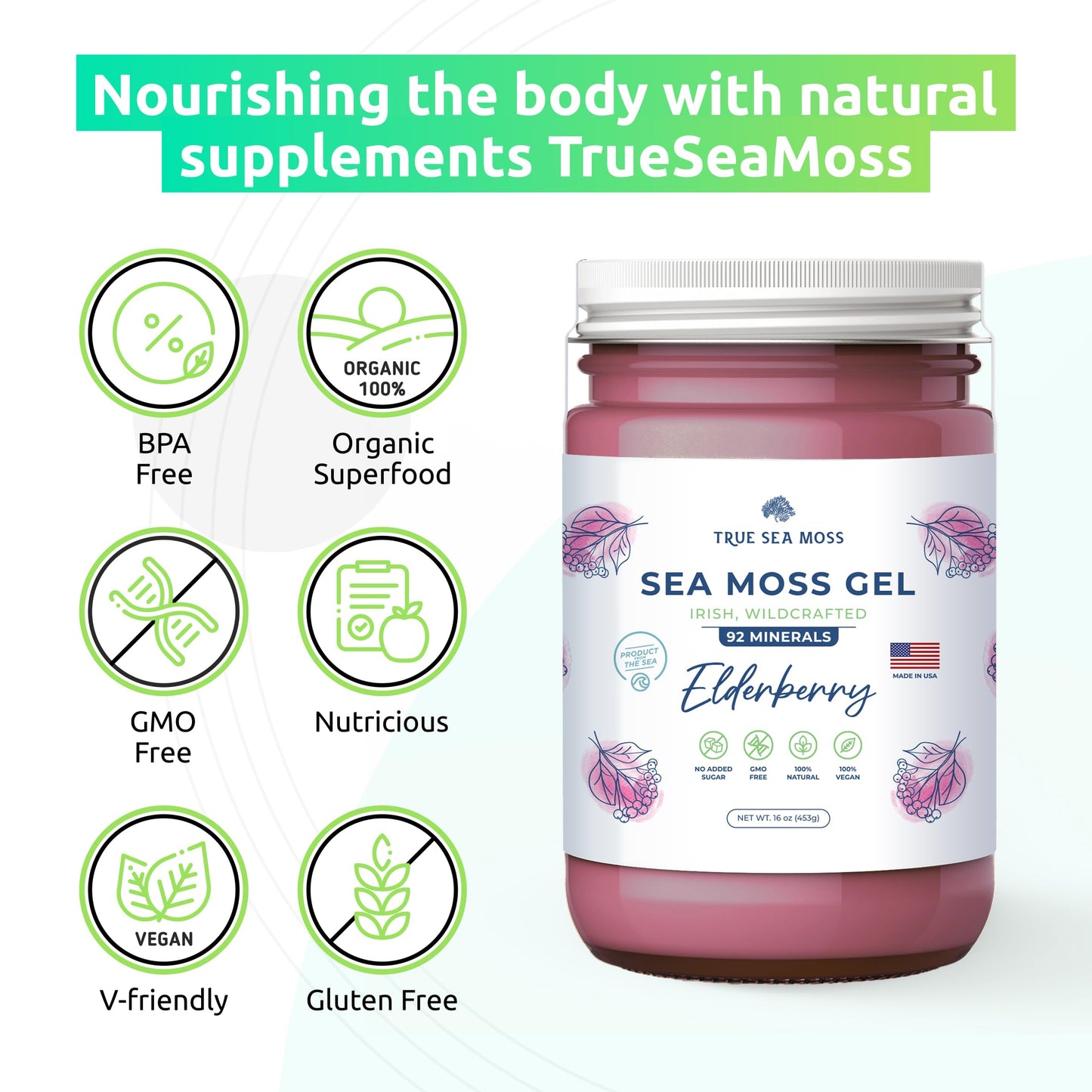 TrueSeaMoss Wildcrafted Irish Sea Moss Gel – Nutritious Organic Raw Seamoss Rich