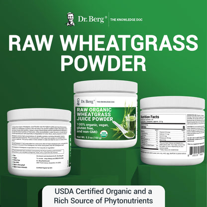 Dr. Berg's Wheatgrass Superfood Powder - Raw Juice Organic Ultra-Concentrated Rich