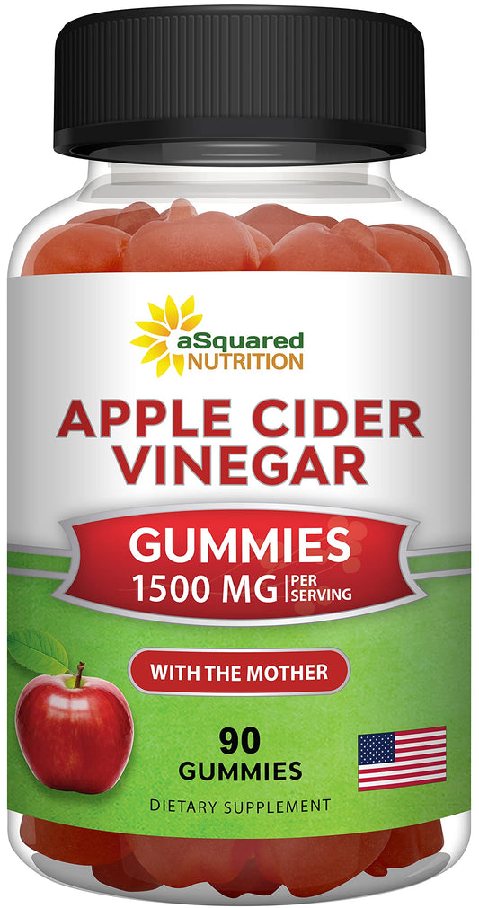 aSquared Nutrition Apple Cider Vinegar Gummies - 1500mg with The Mother - 90 ACV Gummies