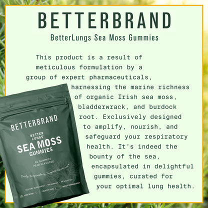 Betterbrand BetterLungs Pear Flavored Sea Moss Gummies - 1600mg Bladderwrack