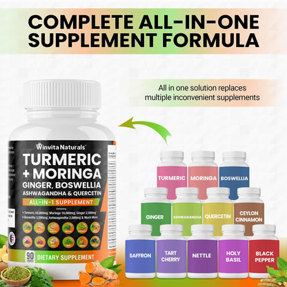 Turmeric Curcumin 10000mg Moringa 10000mg Boswellia 3500mg Ginger 2500mg