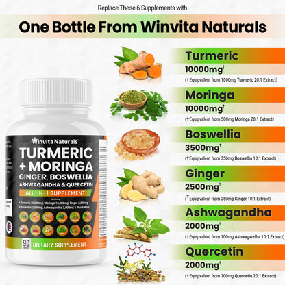 Turmeric Curcumin 10000mg Moringa 10000mg Boswellia 3500mg Ginger 2500mg