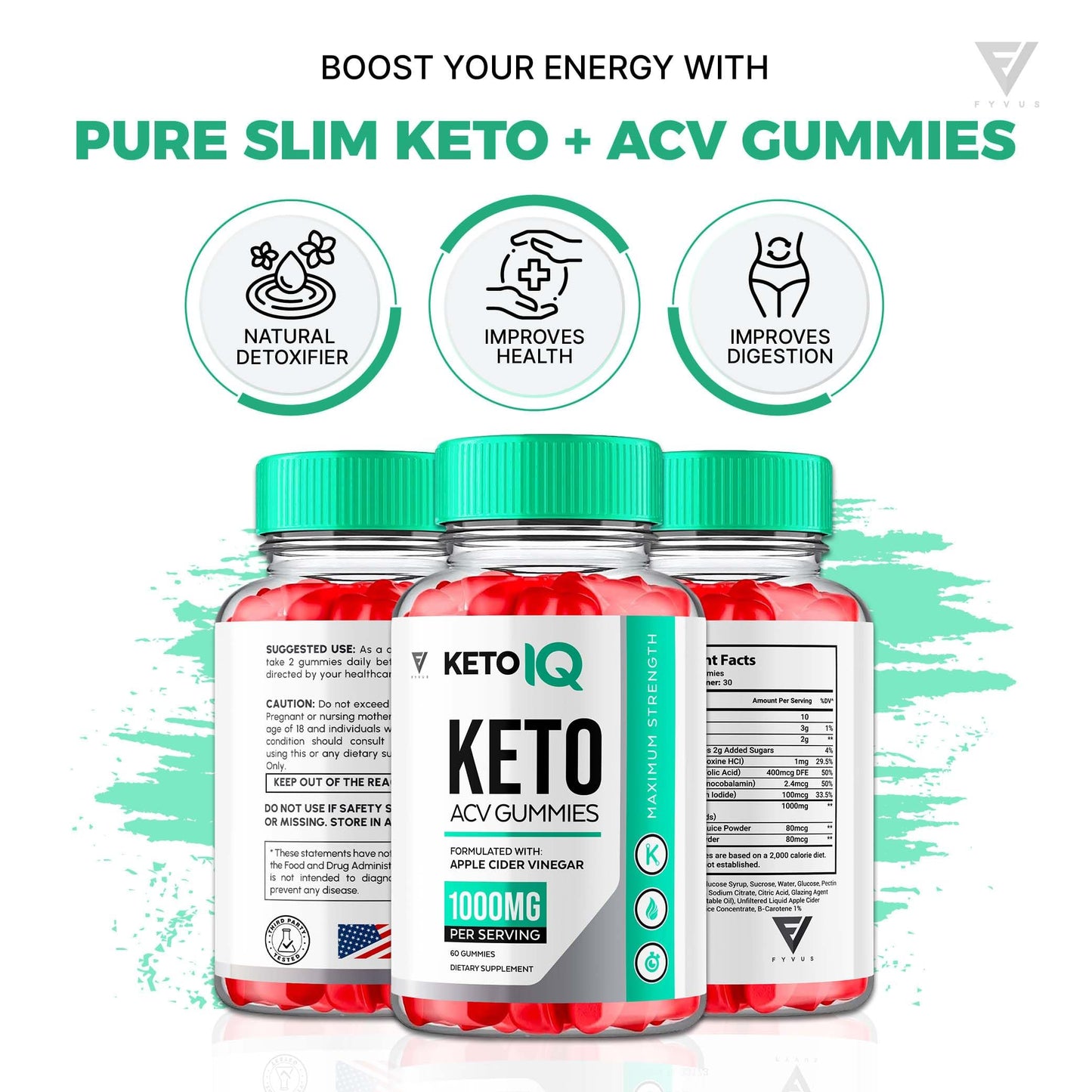 (3 Pack) Keto IQ KetoIQ Keto ACV Gummies, Keto IQ ACV Gummies Advanced Weight Loss