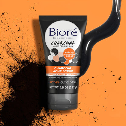 Bioré Charcoal Acne Face Scrub, with 1% Salicylic Acid and Natural Charcoal, Helps Prevent