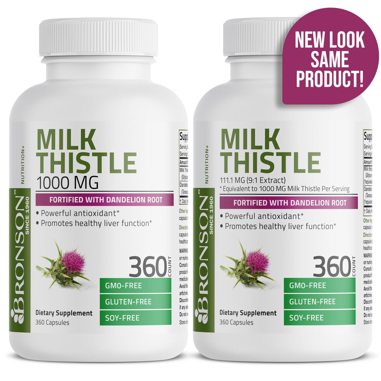 Bronson Milk Thistle Silymarin Marianum & Dandelion Root Liver Health Support