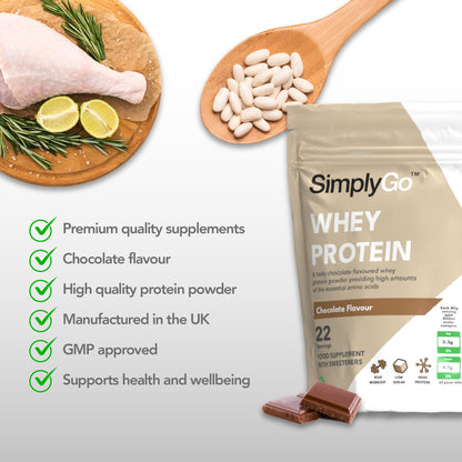 SimplyGo Whey Protein 900g Chocolate Flavour