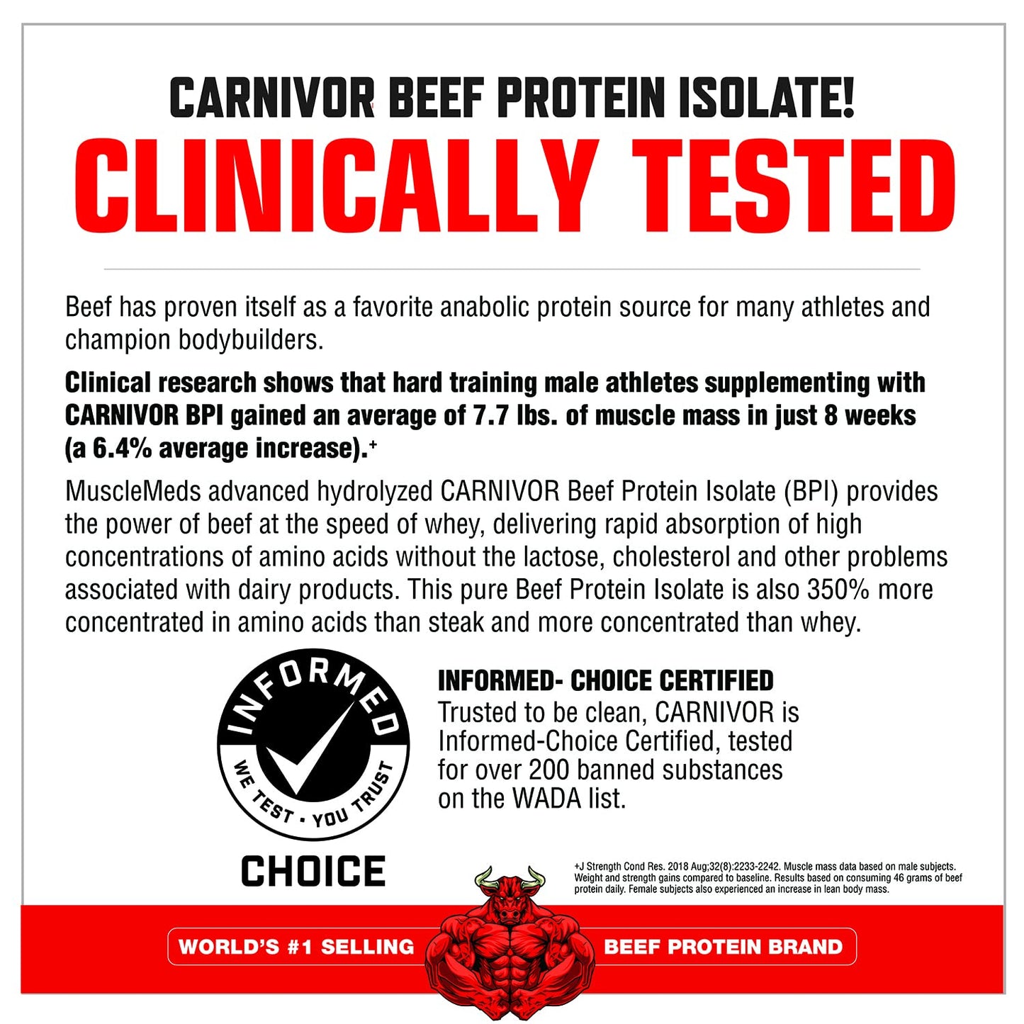 MuscleMeds CARNIVOR Beef Protein Isolate Powder, Muscle Building, Recovery, Lactose