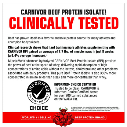 MuscleMeds CARNIVOR Beef Protein Isolate Powder, Muscle Building, Recovery, Lactose