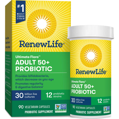 Renew Life Probiotic Adult 50 Plus Probiotic Capsules, Daily Supplement Supports Urinary