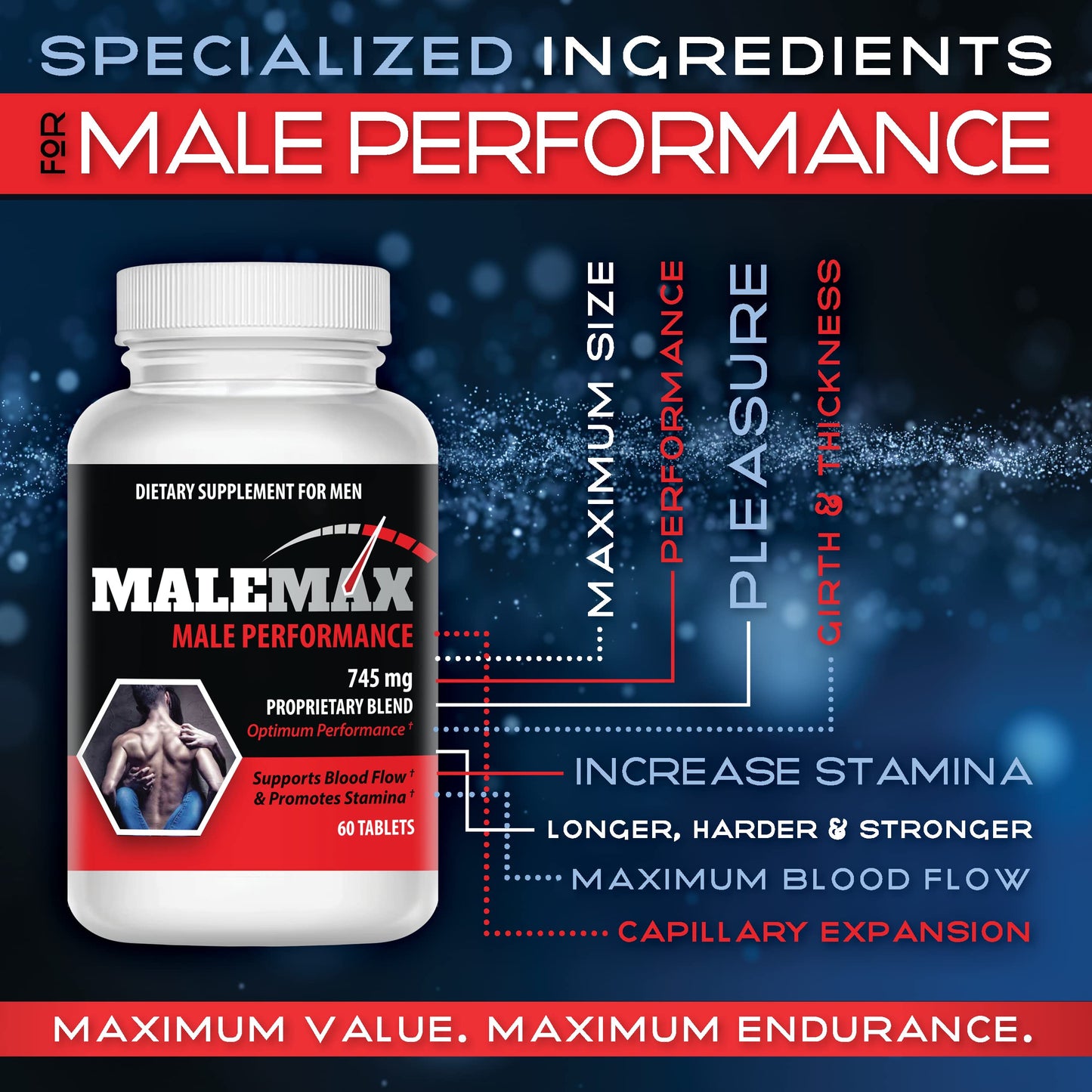 Male Enlargement Pills- Amplify Male Size- Boost Up to 3 Inches Fast- Extend in Length