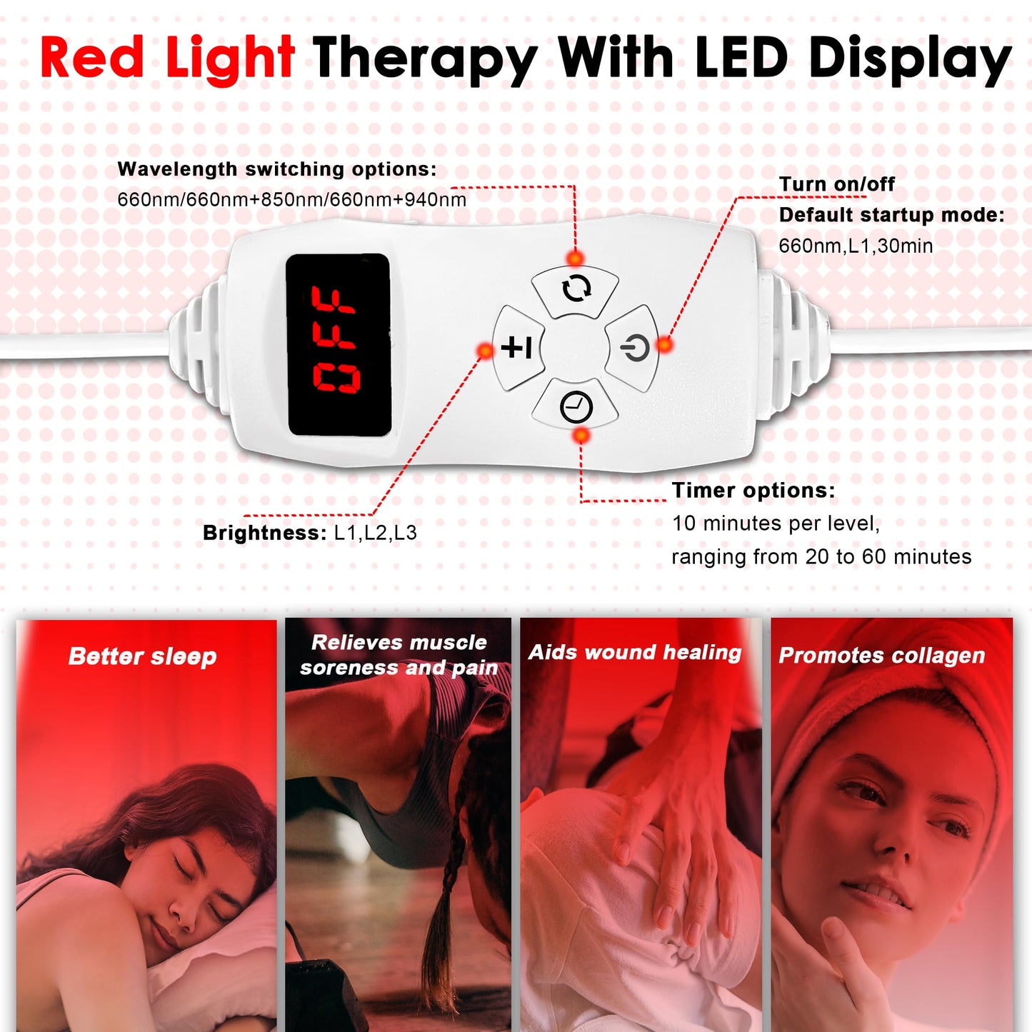 Akarishin Red Light Therapy Lamp- 660nm Red Light,850nm & 940nm Infrared Light Therapy